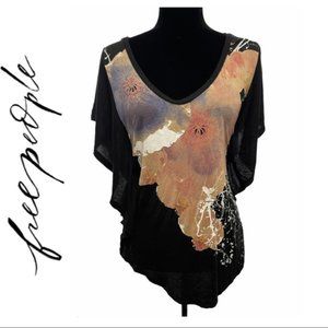 Free People Black Floral Top